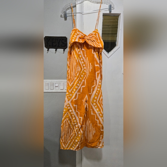 Anthropologie• Orange Pleated Wide Leg Women's Jumpsuit. Sz 4 - Picture 7 of 16